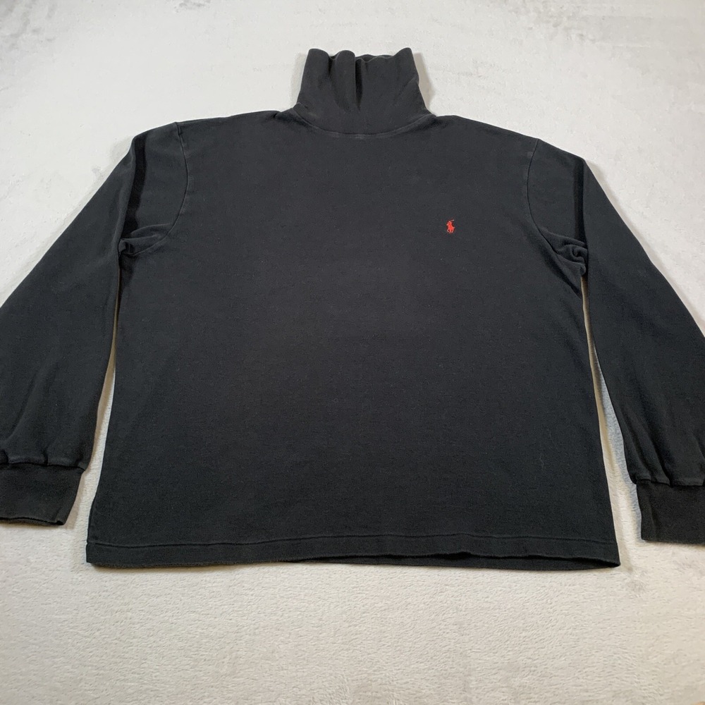 Polo Ralph Lauren Shirt‎ Mens Large Black Turtle Neck Long Sleeve Pima Cotton
